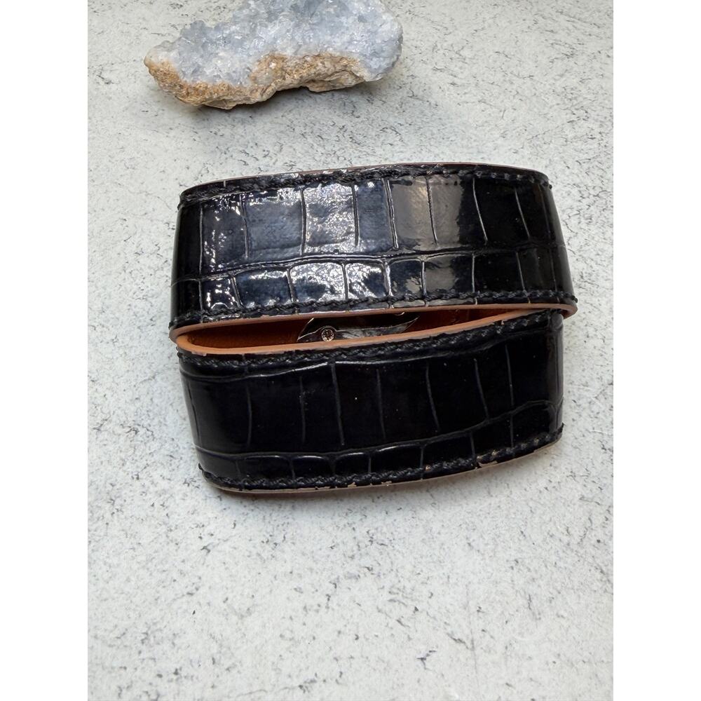 Marc Jacobs Black Cross Wrap Bracelet Silvertone Hardware - Picture 5 of 7